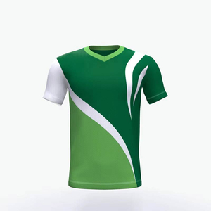 Maillot de football pour homme, vert et blanc, col en V, manches courtes, polyester respirant, coupe classique pour adulte, toutes saisons - Product Image 1