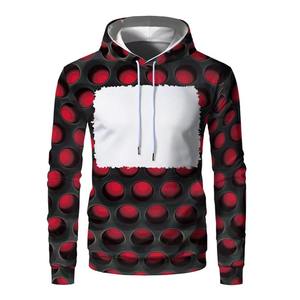 <b>Men's</b> Hooded <b>Sweatshirt</b> <b>Red</b> Dot Pattern Sublimation Print Regular Fit Casual Autumn Wear 100% Polyester Knitted - Product Image 1