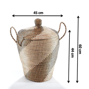 <b>Large</b> Handwoven Seagrass Laundry Basket with Lid Accent, High-Quality Vietnam Craftsmanship Wholesale Storage <b>Bin</b> - Product Image 2