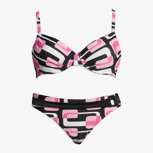 Women's Geometric Print Two Piece <b>Bikini</b> <b>Set</b> Push Up Bra Top Hipster Bottom Spandex Polyester Swimwear - Product Image 1