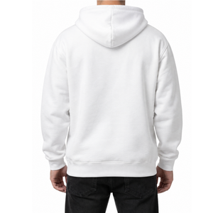เสื้อฮู้ดดี้ผู้ชายสีขาวขายดี ลายพิมพ์นามธรรมสีดำแดง วาดด้วยมือ มีกระเป๋าหน้า ทรงปกติ ผ้าฝ้าย - Product Image 3