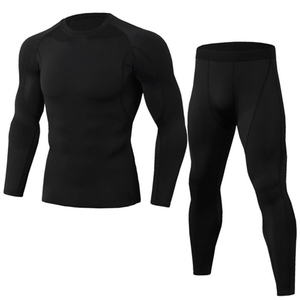 Vêtements de sport pour hommes à manches longues, légers, compressifs, respirants, en spandex/polyester, ensemble de gym - Product Image 2