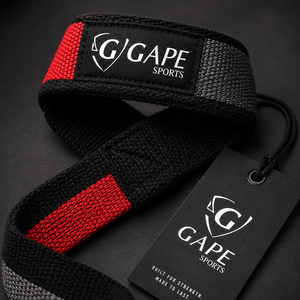Sangles de levage GAPE SPORTS noires et rouges en polyester et nylon, haute élasticité, antidérapantes, pour la musculation et l'entraînement de force - Product Image 5