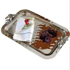Plateau de service minimaliste en aluminium, parfait pour les maisons contemporaines, offrant un design épuré et une présentation élégante des aliments. - Product Image 1