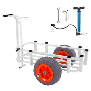 Chariot de pêche de plage portable robuste, capacité de charge de 350 lb, avec deux grandes roues de 16 pouces, pneus en PU, chariot pour la pêche en mer et sur le sable - Product Image 1