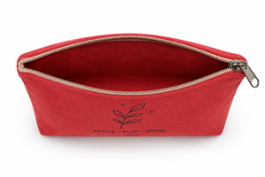 Bolsa de Cosméticos Minimalista Linda de Lona Roja con Cierre de Cremallera, Ecológica, para Uso Diario, Portátil y Pequeña - Product Image 4