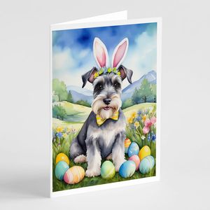 Whimsical A7 Size 5x7 Blank Note <b>Cards</b> <b>Pack</b> of 8 <b>Easter</b> Egg Hunt Schnauzer Greeting <b>Cards</b> with Envelopes - Product Image 1