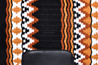 Tapis de selle d'équitation tout usage en coton à motif ethnique noir, blanc et orange pour dressage occidental