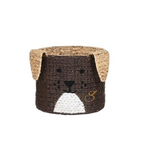 Medium Cute Brown Puppy Water Hyacinth <b>Basket</b> Woven Decorative <b>Toy</b> <b>Storage</b> Bin Kids Dog Clothes <b>Basket</b> Boho - Product Image 1