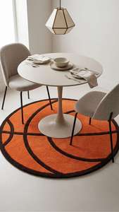 Tapis de luxe en laine tuftée à la main en forme de ballon de basket, tapis d'appoint doux et moelleux sur le thème du sport pour la décoration de chambre et de salon - Product Image 2