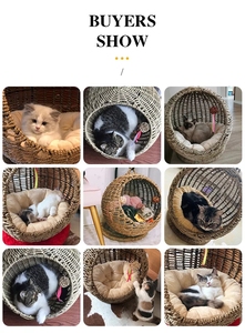 Handmade Wicker Pet <b>Bed</b> Natural Rattan Basket Cat <b>Bed</b> Cushion Lightweight Washable Summer Use Vietnam Supplier Viet Delta Brand - Product Image 6
