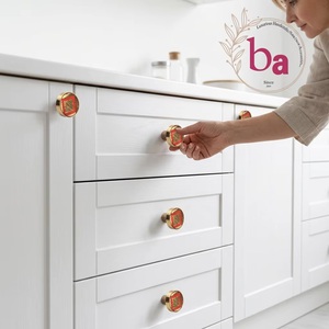 Handmade Brass Heart Shape Drawer Knob Red Woven Design Modern Furniture Handle Easy Installation Dresser Cabinet Villa Use - Product Image 3