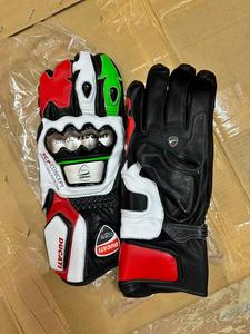 Guantes de Carreras Ducati Tricolor, de Cuero Vacuno, con Dedos Completos, Correa de Muñeca Ajustable, Impermeables, Resistentes al Viento, para Deportes de Conducción, Cálidos - Product Image 2