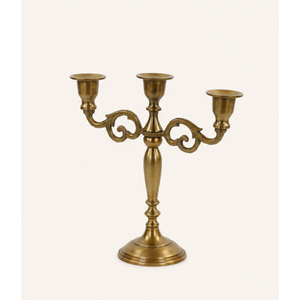 Vintage 3-Arm Candelabra Metal <b>Candle</b> Holder Gold Candlestick Stand for Wedding Table Centerpiece and Event Decor <b>Bulk</b> Supply - Product Image 4