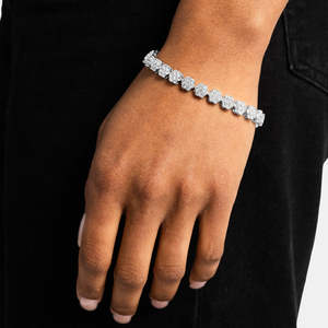 925 Sterling Silver Floral Cluster Moissanite Tennis Bracelet VVS D Color Luxury Flower Bracelet for Women - Product Image 1