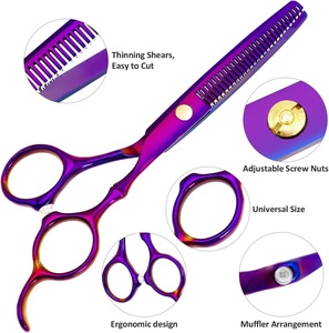 Ciseaux de barbier professionnels en acier inoxydable de 5,5 à 6 pouces, ciseaux de coiffure, kit de salon, étui en cuir, ciseaux à effiler - Product Image 4