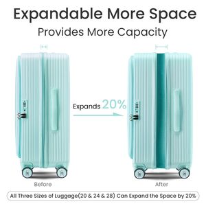 20/24/28 pezzo espandibile Set bagaglio a mano TSA lucchetto 100% PC guscio rigido leggero valigia ruote per Spinner tasche anteriori - Product Image 3