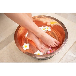 Indian Handmade Traditional Copper Pedicure Bowl With Smooth Edges Foot Soak <b>Basin</b> For Spa And Salon Use At Wholesale Price - Product Image 1