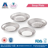 Assiette à soupe ronde en acier inoxydable, finition miroir, base plate, passe au lave-vaisselle, design minimaliste, couleur unie