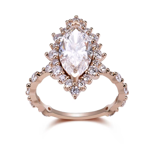 14K Rose Gold 3ct D VS1 Marquise Shape Lab Grown Diamond Simple Classic Style Rings Wedding Jewelry Ring - Product Image 1