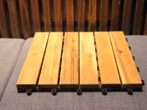 High Quality Natural Acacia Wood <b>Interlocking</b> <b>Tiles</b> Outdoor Patio Decking <b>Tiles</b> 30x30cm Easy Click System Garden Flooring - Product Image 1