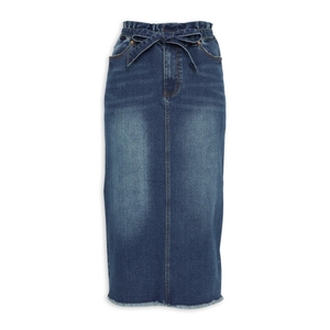 Jupe midi en jean pour femme avec fente avant, coupe crayon, délavée, couleur unie, décontractée, respirante, personnalisable - Product Image 5