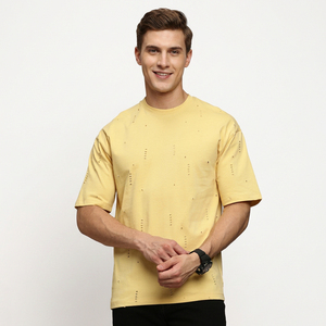 Oversize 100% Cotton Distressed T-<b>Shirt</b> for <b>Men</b> Breathable Front <b>Silk</b> Screen Printed Wholesale Ringer Plain Design - Product Image 1