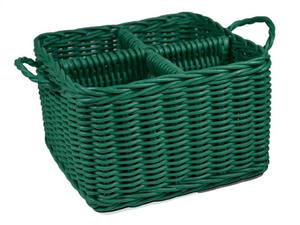 Cesta de mimbre verde artesanal para utensilios, organizador rústico de cocina para cubiertos y cucharas, cesta para botellas de vino, cesta para ollas de encimera - Product Image 3