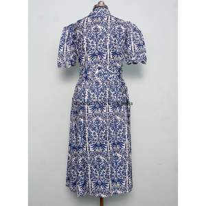 Robe mi-longue élégante pour femme en pur coton à imprimé floral numérique, nouveaux modèles, avec ceinture décorative, idéale pour les fêtes - Product Image 6