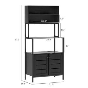 Supporto per Microonde da Terra con Scaffale Portaoggetti in Acciaio al Carbonio, Ideale per Organizzazione Cucina Domestica, Include Organizzatore per Pentole e Accessori Bagno - Product Image 3