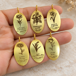 จี้รูปไข่สลักลายดอกลิลลี่แห่งหุบเขาเคลือบทองคำแท้ขายส่ง - Product Image 3