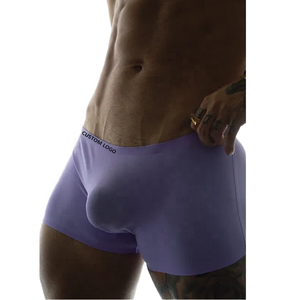 Calzoncillos bóxer sin costuras para hombre con logotipo personalizado, color turquesa, de cintura media, tejidos en algodón y spandex, de color sólido. - Product Image 2