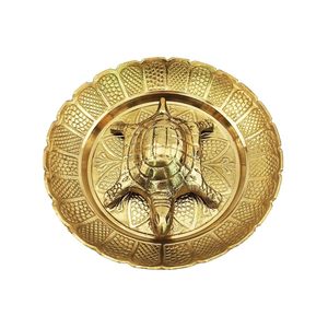 Tortue en laiton Vastu Feng Shui avec plateau pour les opportunités de carrière et la bonne chance, tortue en laiton avec plateau Kachua en métal - Product Image 1