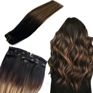 Extensions de cheveux humains bruns, tête entière, Remy, brésiliennes, lisses, pour femmes - Product Image 5