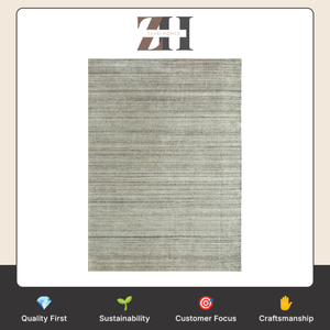 Tapis rectangulaire fait main en laine et viscose, tissé à la main, tapis de sol texturé doux de qualité supérieure, tapis décoratif d'intérieur - Product Image 6