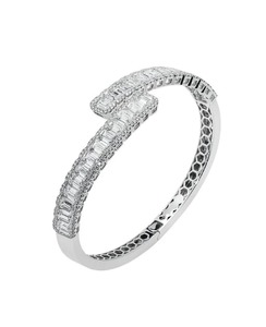 Bijoux Hip Hop, bracelet jonc en or blanc, diamants 925 en argent sterling, diamants baguette VVS, bracelet jonc serti de diamants pour femmes - Product Image 3