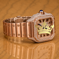 Reloj de Pulsera de Lujo Clásico, Elegante y Sencillo, con Cuarzo y Moissanita, para Hombre, con Incrustaciones de Piedras, Acero Inoxidable, Diamantes