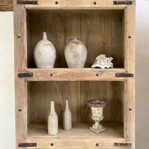 Reclaimed Door Shelving Unit Falmouth Rustic Solid Elm Bookcase <b>Tall</b> Open Display <b>Cabinet</b> Vintage Farmhouse <b>Living</b> <b>Room</b> - Product Image 3