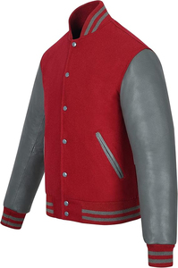 OEM Custom Men Wool Blend Varsity <b>Jacket</b> Real Leather Sleeves Wholesale Casual Streetwear <b>Patchwork</b> Bomber WVJ-0068 - Product Image 4