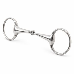 Brida de boca hueca de acero inoxidable Bamaco D-440 con anillas grandes, de una sola articulación, para equitación. - Product Image 2
