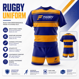 Custom Full Sublimation Rugby Uniform Set Breathable Quick Dry Teamwear Rugby <b>Jersey</b> <b>Shorts</b> Professional Rugby League Union Kit - Product Image 5
