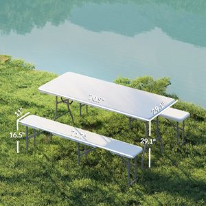 Set Tavolo e Panchina da Campeggio Portatile Bianco da 1,8 m con 3 Sedie e Design Pieghevole per Feste e Barbecue - Product Image 3
