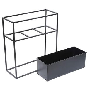 Modern Black Metal Planter Stand <b>Rectangular</b> Flower <b>Pot</b> Box Trough Indoor Outdoor Garden Living Room Home Decoration Planters - Product Image 3