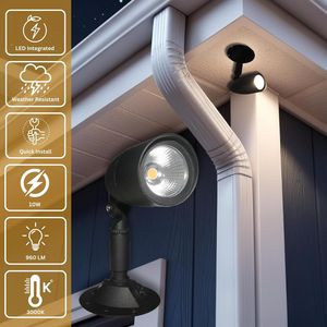 Faretto LED da Esterno 10W, Impermeabile, Cablato, per Sicurezza, Giardino, Cortile e Paesaggio, 3000K - Product Image 5