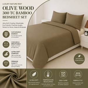 Sábanas de Bambú Puro de 300 Hilos, Madera de Olivo, Premium Nature Rest |   Ropa de Cama de Lujo, Fresca y Transpirable para Hoteles y Resorts - Product Image 6