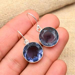 Dainty Elegant Iolite Gemstone Earring 925 Solid Sterling Silver Handmade Beautiful Statement Jewelry Valentines Gift - Product Image 1