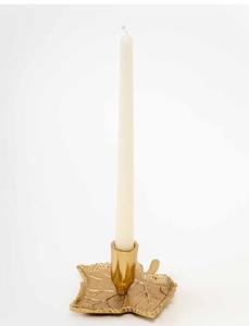 <b>Brass</b> Leaf <b>Candlestick</b> Holder Gold Metal Pillar Candle Stand Heat Resistant Home Decoration - Product Image 2