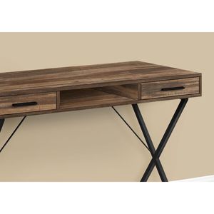 Scrivania per Computer Contemporanea da 42 Pollici per Ufficio Domestico con Cassetti di Stoccaggio Sinistro e Destro, Laminato Marrone e Metallo Nero - Product Image 3