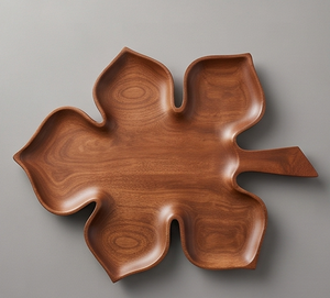 Assiette de service en bois artisanal haut de gamme, design feuille, en bois naturel, pour la maison, les mariages, les événements, les restaurants et les cadeaux - Product Image 4