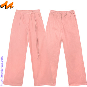 Pantalon en jean taille mi-haute pour femme, coupe ample, décontracté, avec cordon de serrage, couleur unie, délavé, jambe large, pour l'été, lavable, usage quotidien, 8.4Oz - Product Image 3